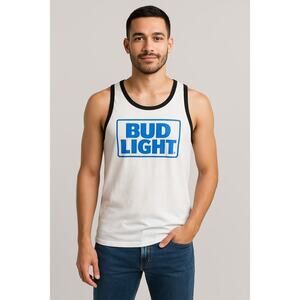 Bud Light Logo Tank Top by District - Size L, 100% Cotton